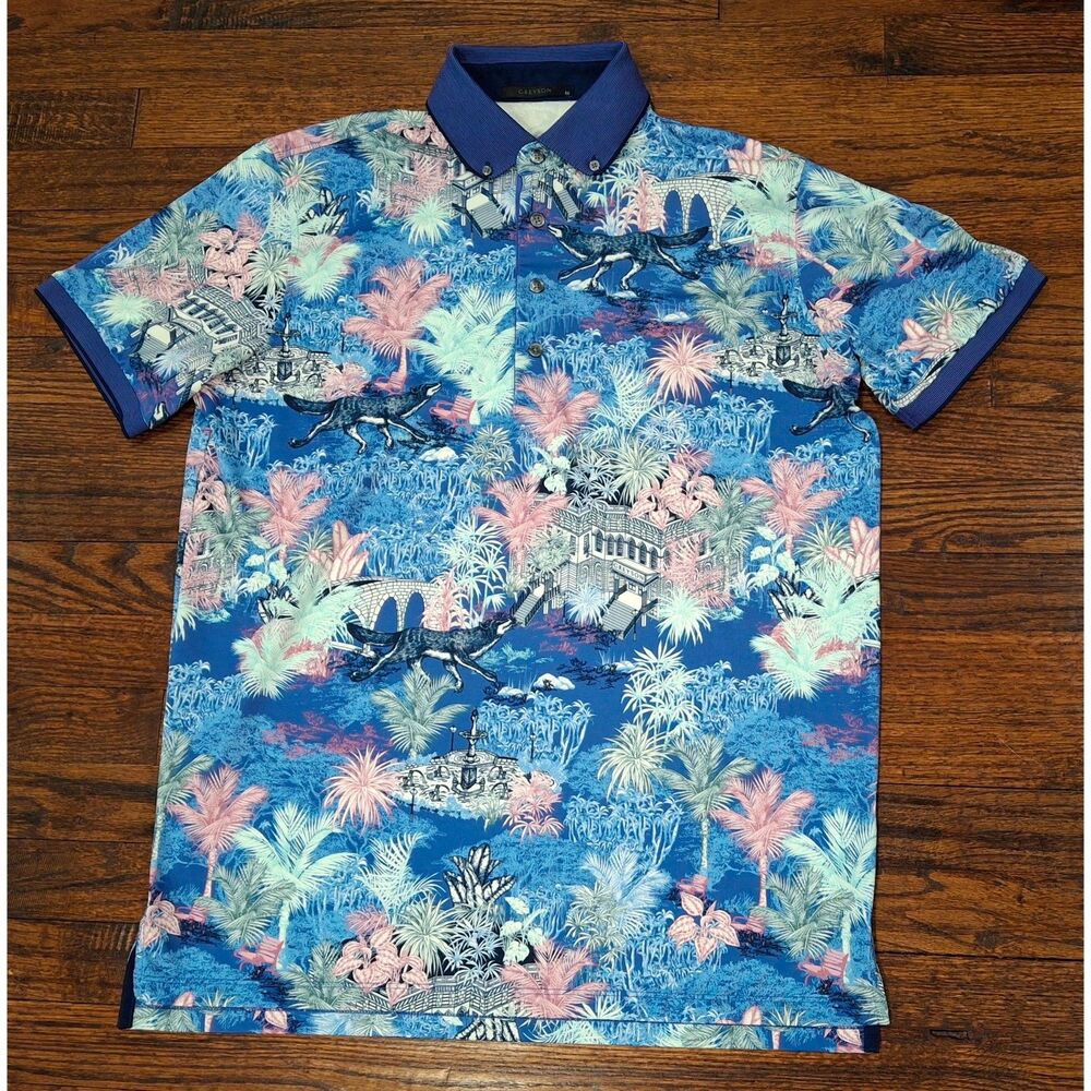 Greyson Savannah Nights Short Sleeve Polo Golf Shirt Mens Medium - Picture 2 of 3